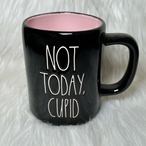 Rae Dunn Not Today Cupid Black with pink inside - Picture 1 of 4